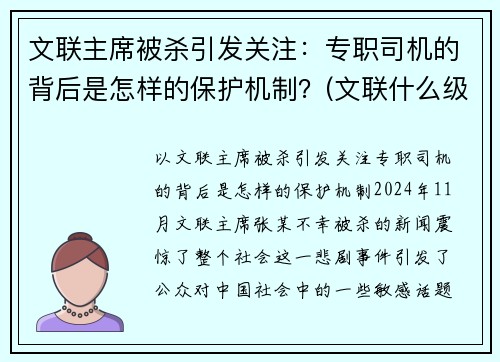 文联主席被杀引发关注：专职司机的背后是怎样的保护机制？(文联什么级别)