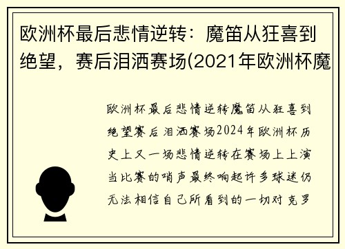 欧洲杯最后悲情逆转：魔笛从狂喜到绝望，赛后泪洒赛场(2021年欧洲杯魔咒)